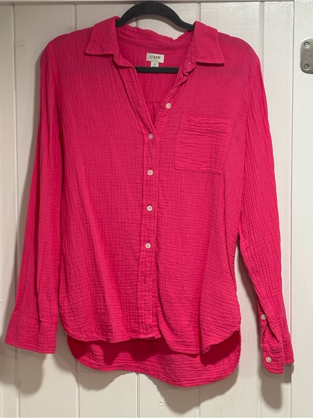 J.Crew Hot Pink Gauze Blouse